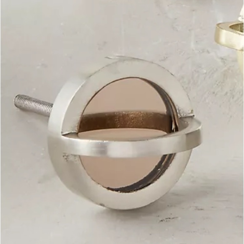 NWT ANTHROPOLOGIE/ Set of 2 Mira Mirrored Metallic Knob in Pewter/ Smoke & Grey